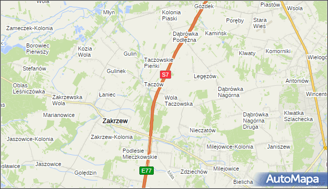 mapa Wola Taczowska, Wola Taczowska na mapie Targeo