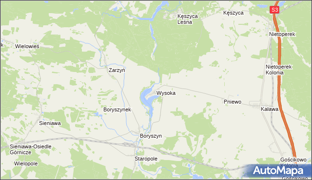 mapa Wysoka gmina Międzyrzecz, Wysoka gmina Międzyrzecz na mapie Targeo