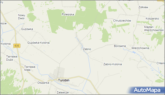 mapa Żabno gmina Turobin, Żabno gmina Turobin na mapie Targeo