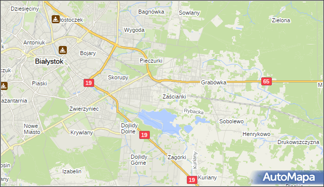 mapa Zaścianki gmina Supraśl, Zaścianki gmina Supraśl na mapie Targeo