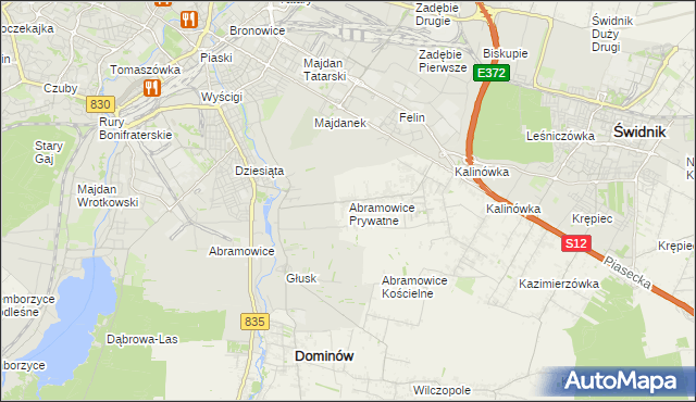 mapa Abramowice Prywatne, Abramowice Prywatne na mapie Targeo