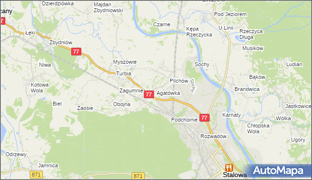 mapa Agatówka gmina Zaleszany, Agatówka gmina Zaleszany na mapie Targeo