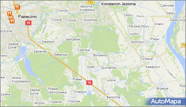 mapa Borowina gmina Konstancin-Jeziorna, Borowina gmina Konstancin-Jeziorna na mapie Targeo
