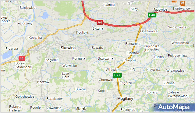 mapa Brzyczyna, Brzyczyna na mapie Targeo