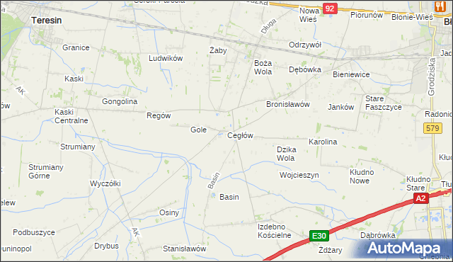 mapa Cegłów gmina Baranów, Cegłów gmina Baranów na mapie Targeo