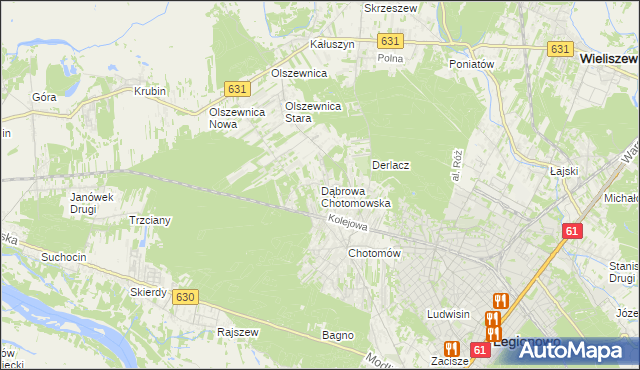 mapa Dąbrowa Chotomowska, Dąbrowa Chotomowska na mapie Targeo