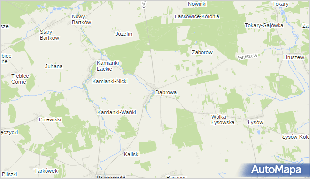 mapa Dąbrowa gmina Przesmyki, Dąbrowa gmina Przesmyki na mapie Targeo