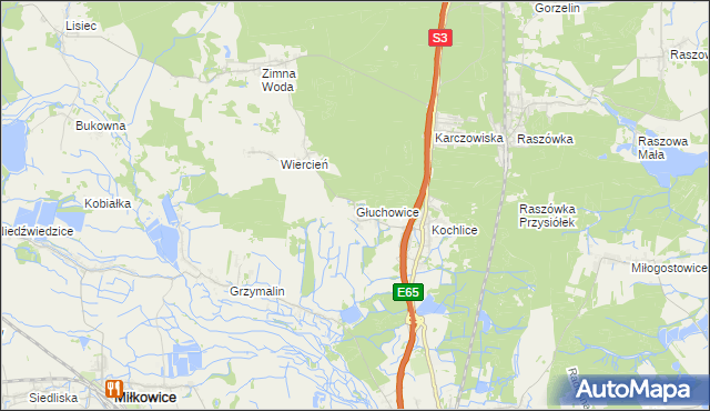 mapa Głuchowice, Głuchowice na mapie Targeo