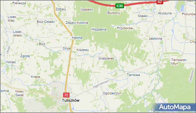 mapa Grabowiec gmina Tuliszków, Grabowiec gmina Tuliszków na mapie Targeo