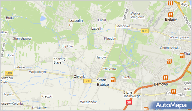 mapa Janów gmina Stare Babice, Janów gmina Stare Babice na mapie Targeo