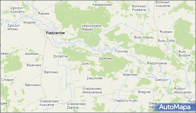 mapa Józefowo gmina Radzanów, Józefowo gmina Radzanów na mapie Targeo