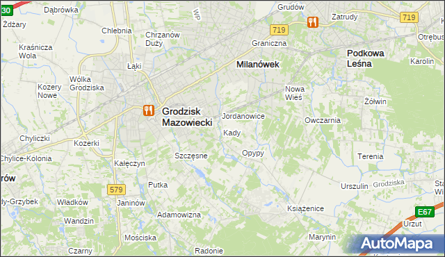 mapa Kady, Kady na mapie Targeo
