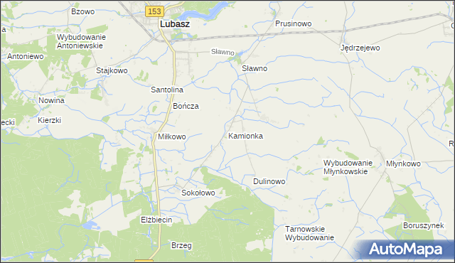 mapa Kamionka gmina Lubasz, Kamionka gmina Lubasz na mapie Targeo
