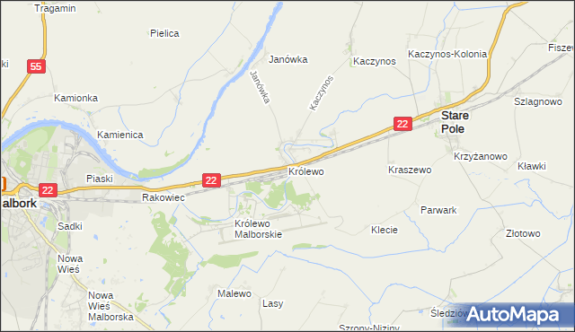 mapa Królewo gmina Stare Pole, Królewo gmina Stare Pole na mapie Targeo