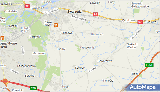 mapa Kruszewnia gmina Swarzędz, Kruszewnia gmina Swarzędz na mapie Targeo