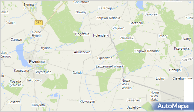 mapa Łączewna gmina Przedecz, Łączewna gmina Przedecz na mapie Targeo