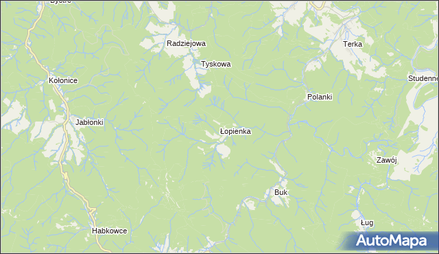 mapa Łopienka, Łopienka na mapie Targeo
