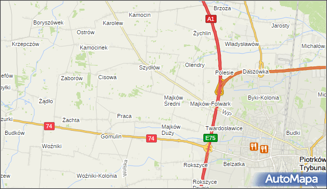 mapa Majków Średni, Majków Średni na mapie Targeo