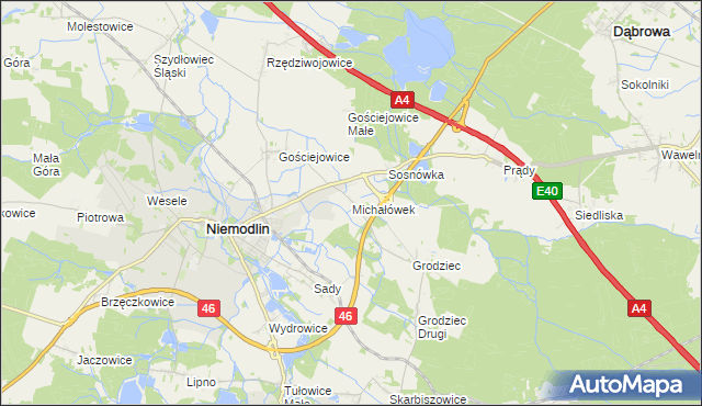 mapa Michałówek gmina Niemodlin, Michałówek gmina Niemodlin na mapie Targeo