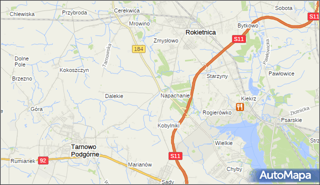 mapa Napachanie, Napachanie na mapie Targeo