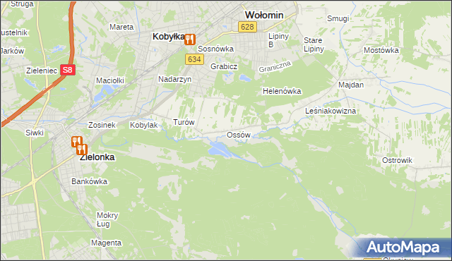 mapa Ossów, Ossów na mapie Targeo