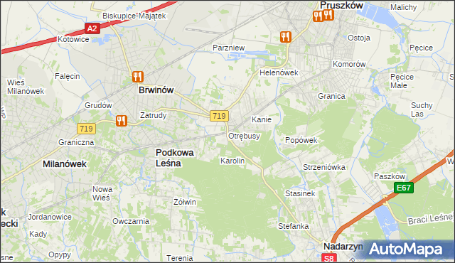 mapa Otrębusy, Otrębusy na mapie Targeo