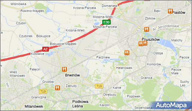 mapa Parzniew, Parzniew na mapie Targeo