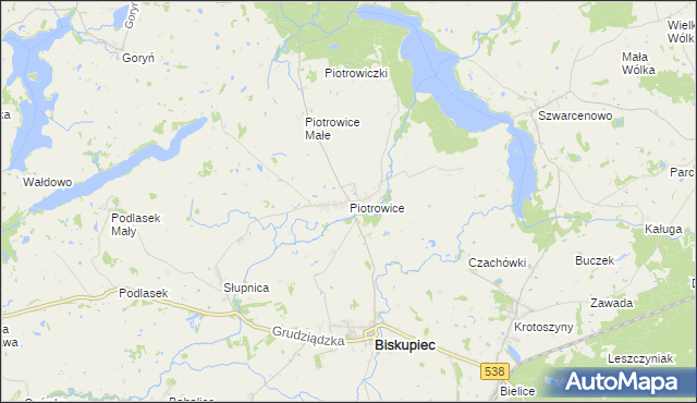 mapa Piotrowice gmina Biskupiec, Piotrowice gmina Biskupiec na mapie Targeo