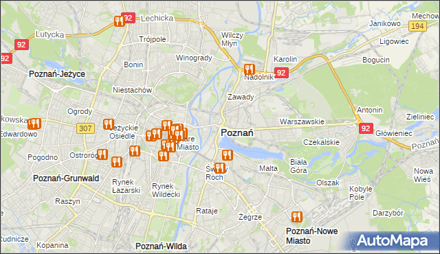 mapa Poznania, Poznań na mapie Targeo