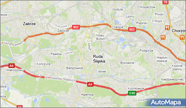 mapa Rudy Śląskiej, Ruda Śląska na mapie Targeo