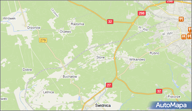 mapa Słone gmina Świdnica, Słone gmina Świdnica na mapie Targeo