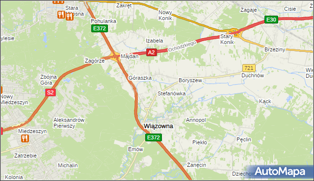 mapa Stefanówka gmina Wiązowna, Stefanówka gmina Wiązowna na mapie Targeo