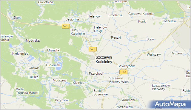 mapa Szczawin Kościelny, Szczawin Kościelny na mapie Targeo