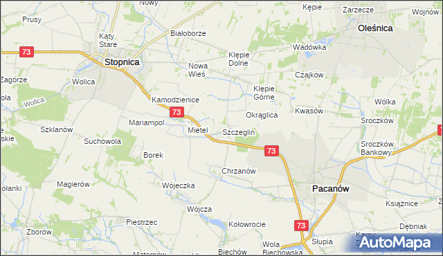 mapa Szczeglin gmina Stopnica, Szczeglin gmina Stopnica na mapie Targeo