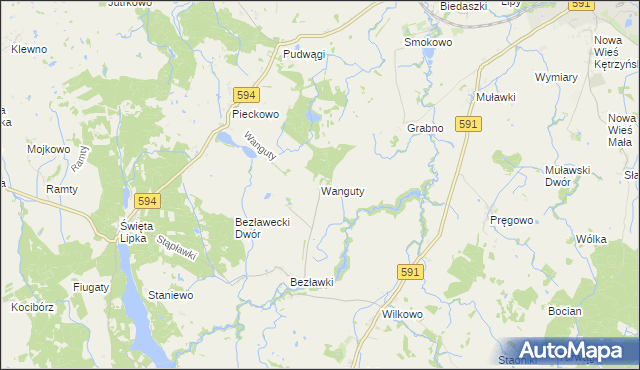 mapa Wanguty, Wanguty na mapie Targeo