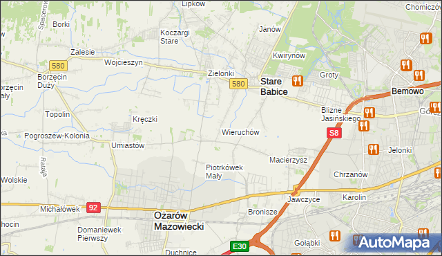 mapa Wieruchów, Wieruchów na mapie Targeo