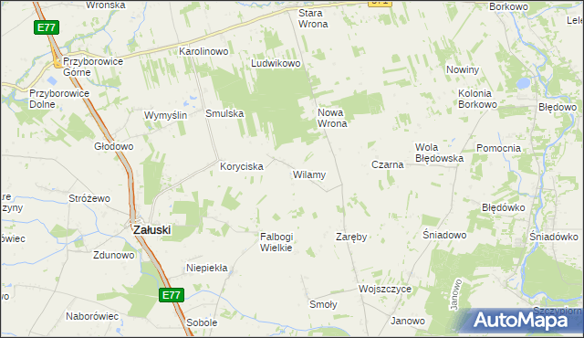 mapa Wilamy, Wilamy na mapie Targeo