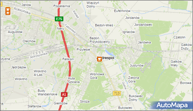 mapa Andrespol, Andrespol na mapie Targeo