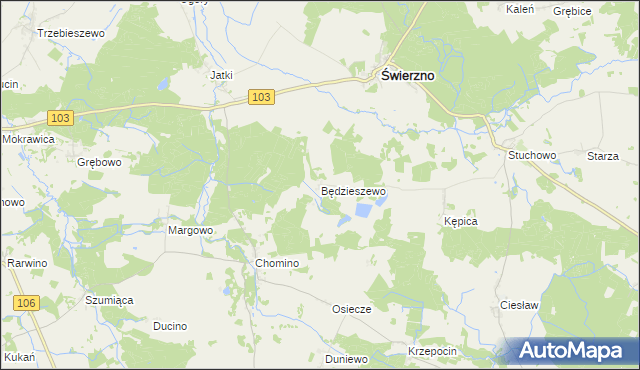 mapa Będzieszewo gmina Świerzno, Będzieszewo gmina Świerzno na mapie Targeo