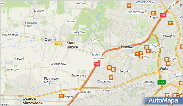 mapa Blizne Jasińskiego, Blizne Jasińskiego na mapie Targeo