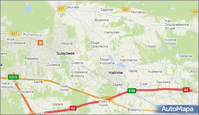 mapa Długa Kościelna, Długa Kościelna na mapie Targeo