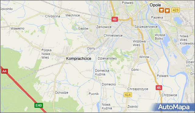 mapa Dziekaństwo, Dziekaństwo na mapie Targeo