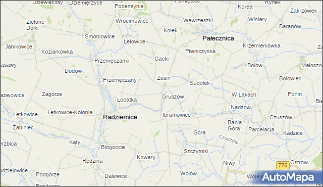 mapa Gruszów gmina Pałecznica, Gruszów gmina Pałecznica na mapie Targeo