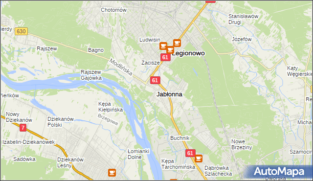 mapa Jabłonna powiat legionowski, Jabłonna powiat legionowski na mapie Targeo