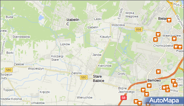 mapa Janów gmina Stare Babice, Janów gmina Stare Babice na mapie Targeo