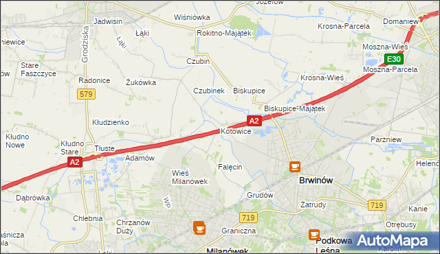 mapa Kotowice gmina Brwinów, Kotowice gmina Brwinów na mapie Targeo