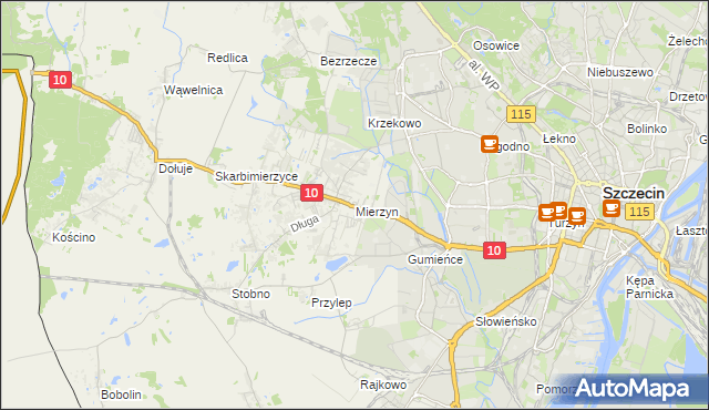 mapa Mierzyn gmina Dobra (Szczecińska), Mierzyn gmina Dobra (Szczecińska) na mapie Targeo