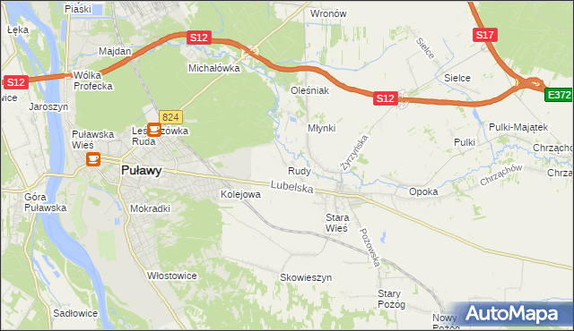 mapa Rudy gmina Końskowola, Rudy gmina Końskowola na mapie Targeo