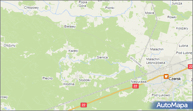 mapa Sienica gmina Czersk, Sienica gmina Czersk na mapie Targeo