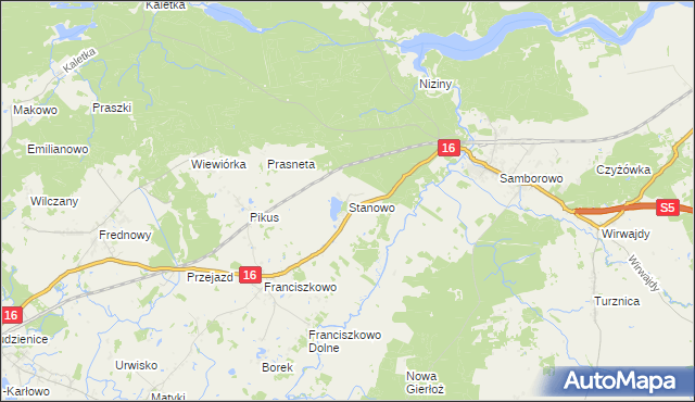 mapa Stanowo gmina Iława, Stanowo gmina Iława na mapie Targeo